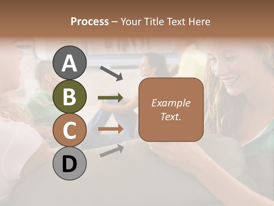 A Woman Sitting On A Couch Looking At A Cell Phone PowerPoint Template