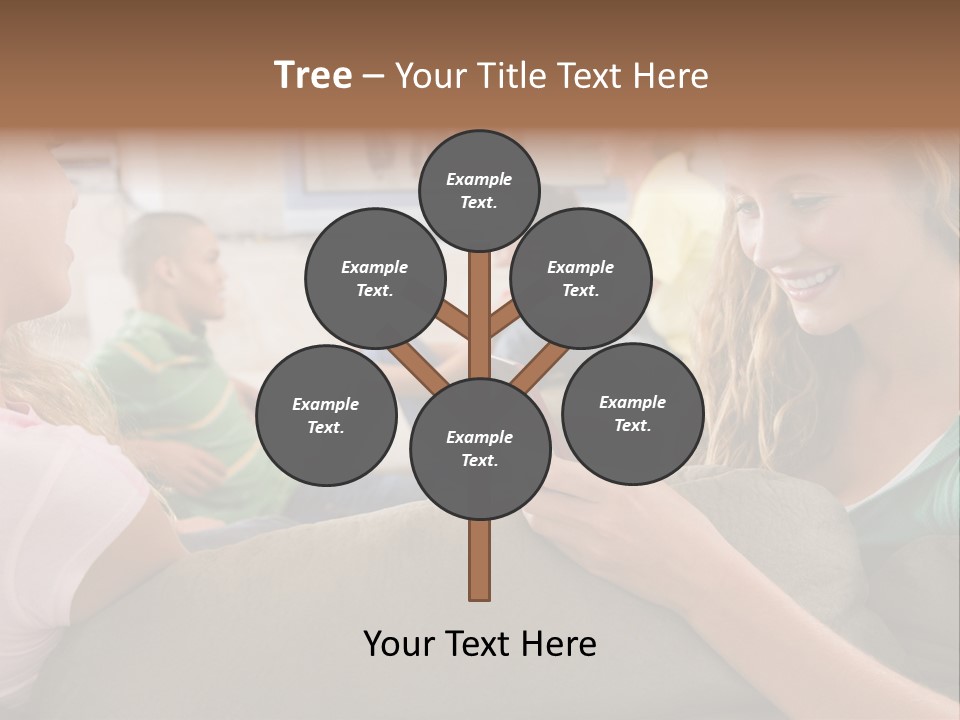 A Woman Sitting On A Couch Looking At A Cell Phone PowerPoint Template