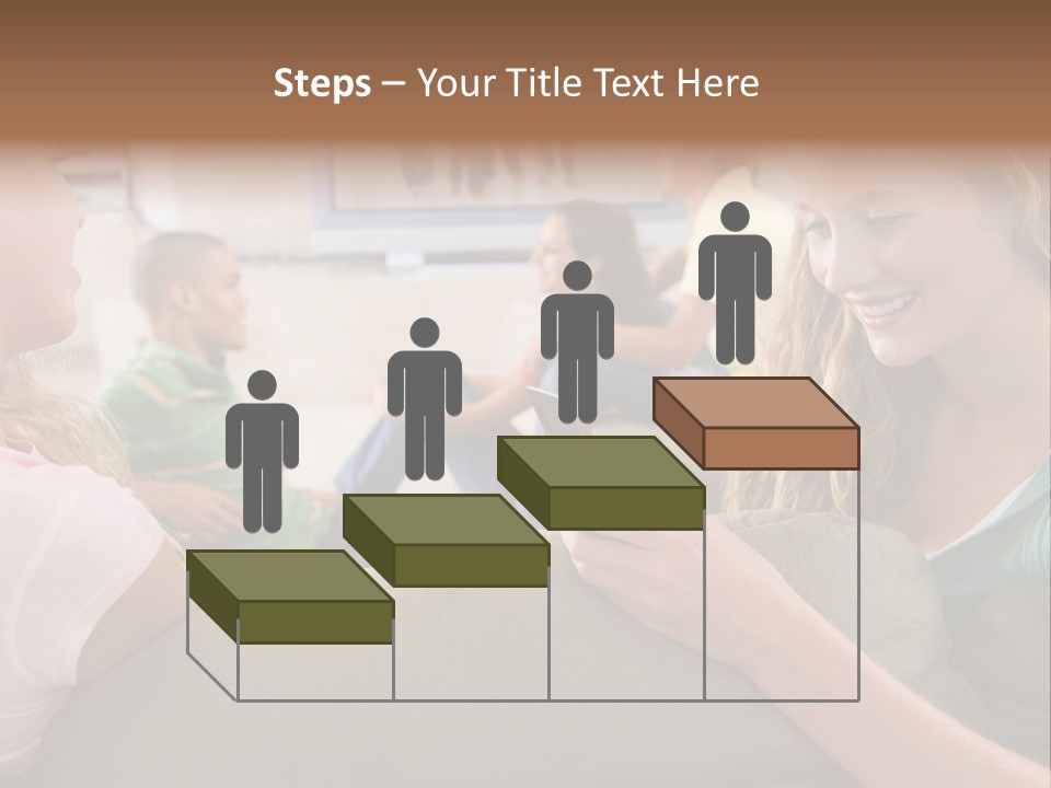 A Woman Sitting On A Couch Looking At A Cell Phone PowerPoint Template