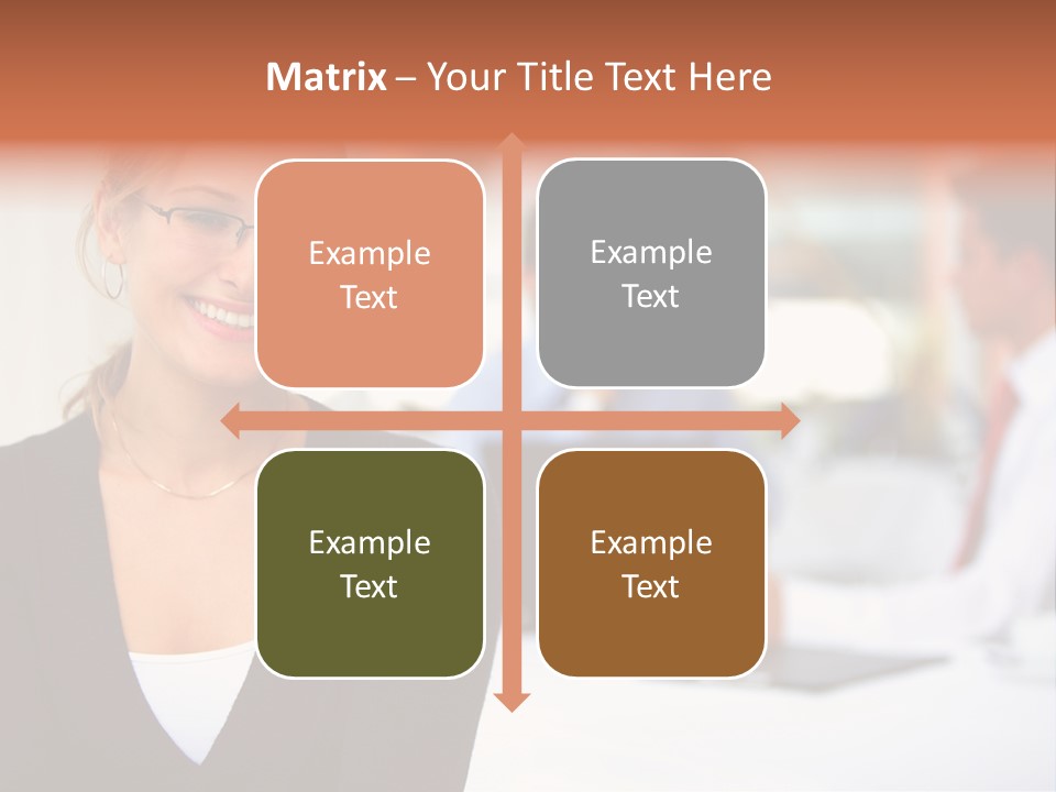 A Woman Is Smiling In Front Of A Group Of People PowerPoint Template