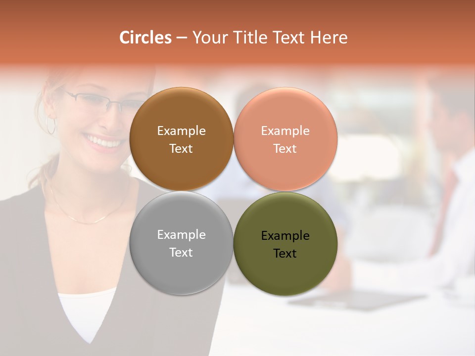 A Woman Is Smiling In Front Of A Group Of People PowerPoint Template