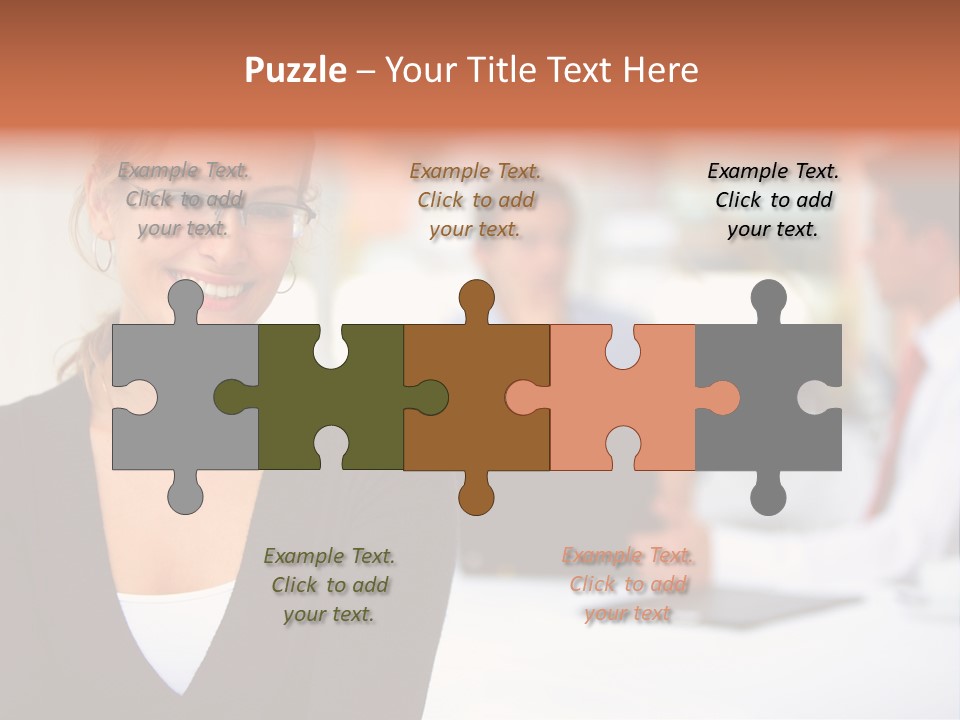 A Woman Is Smiling In Front Of A Group Of People PowerPoint Template