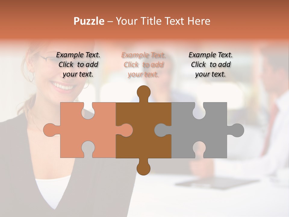 A Woman Is Smiling In Front Of A Group Of People PowerPoint Template