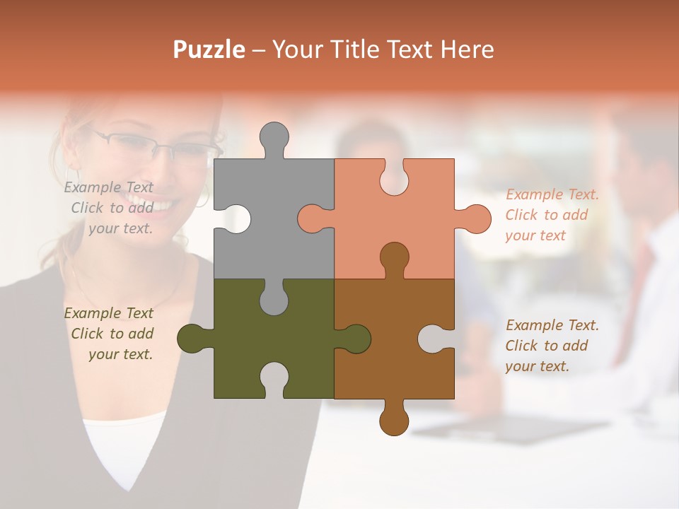 A Woman Is Smiling In Front Of A Group Of People PowerPoint Template