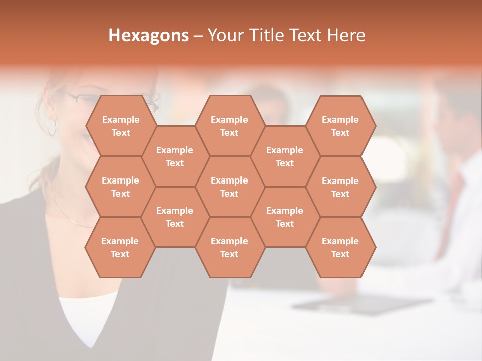 A Woman Is Smiling In Front Of A Group Of People PowerPoint Template