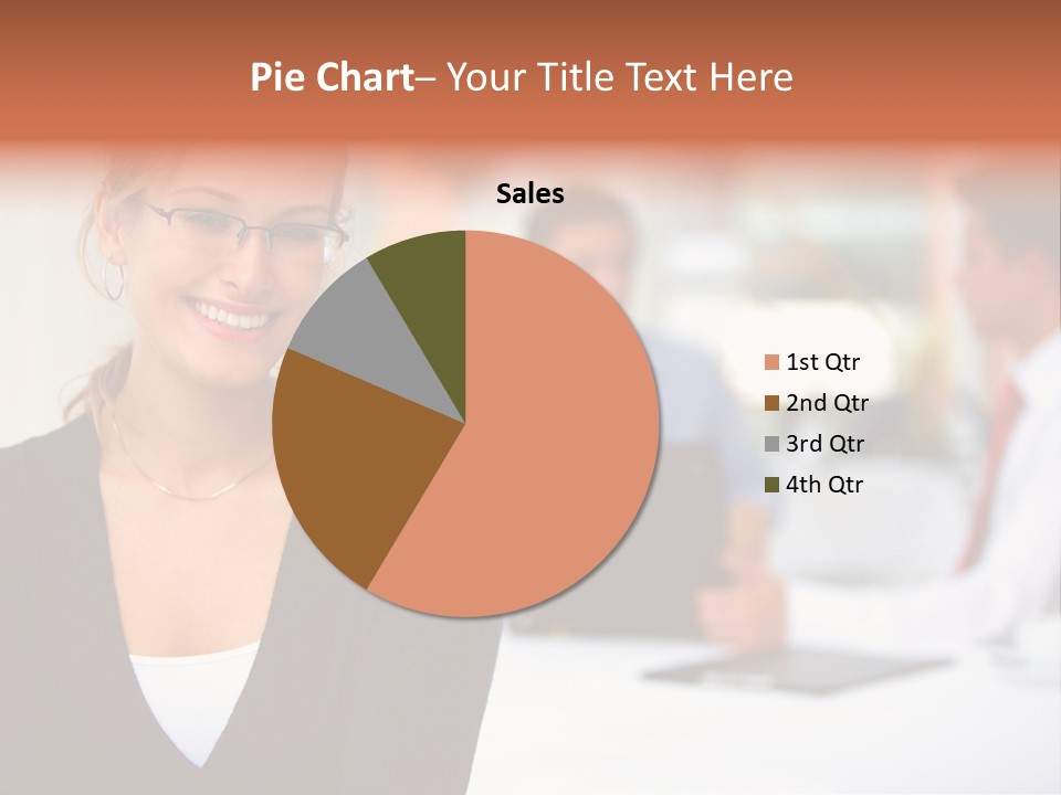 A Woman Is Smiling In Front Of A Group Of People PowerPoint Template