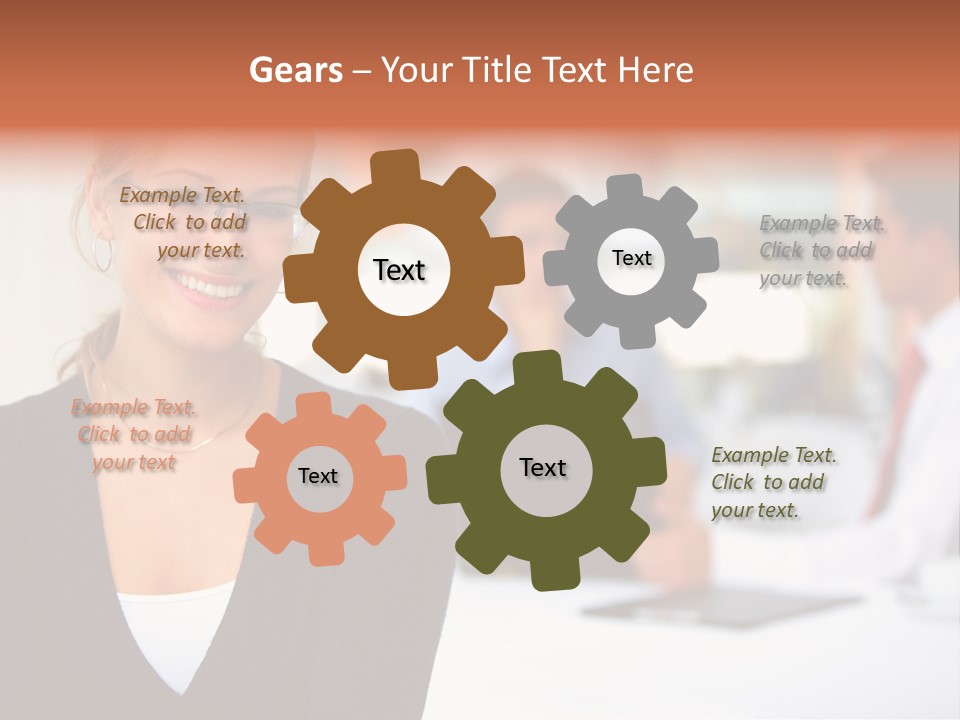 A Woman Is Smiling In Front Of A Group Of People PowerPoint Template