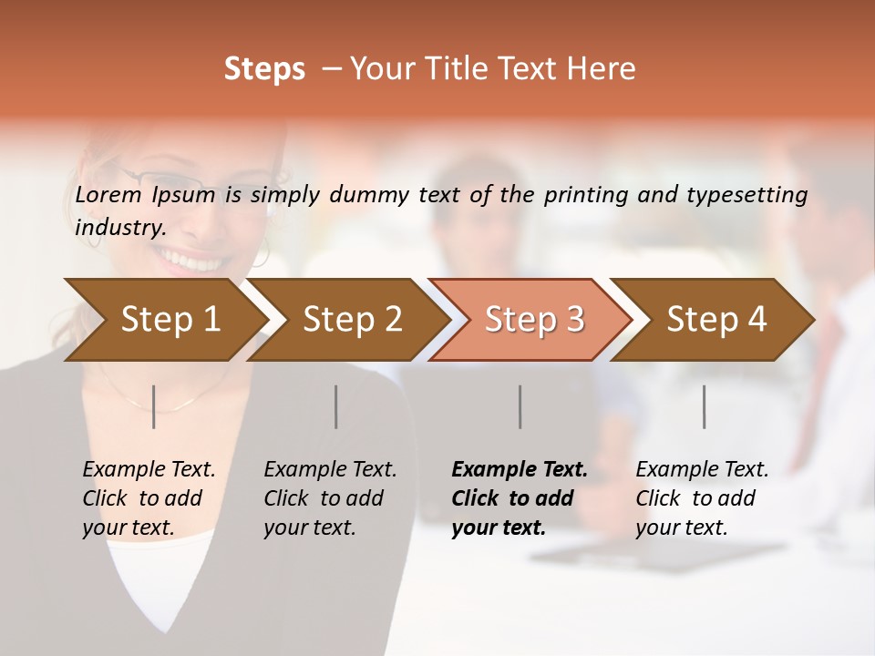 A Woman Is Smiling In Front Of A Group Of People PowerPoint Template