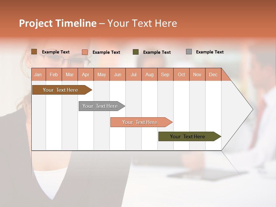 A Woman Is Smiling In Front Of A Group Of People PowerPoint Template