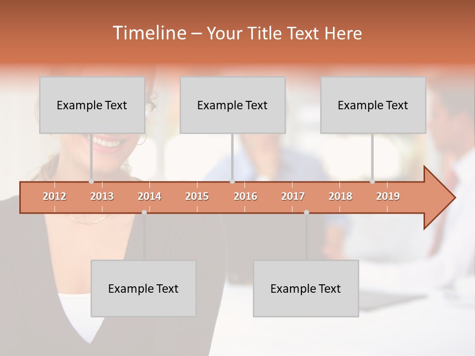 A Woman Is Smiling In Front Of A Group Of People PowerPoint Template
