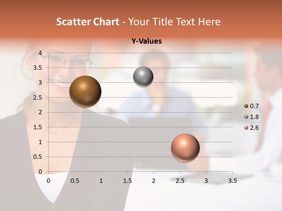 A Woman Is Smiling In Front Of A Group Of People PowerPoint Template
