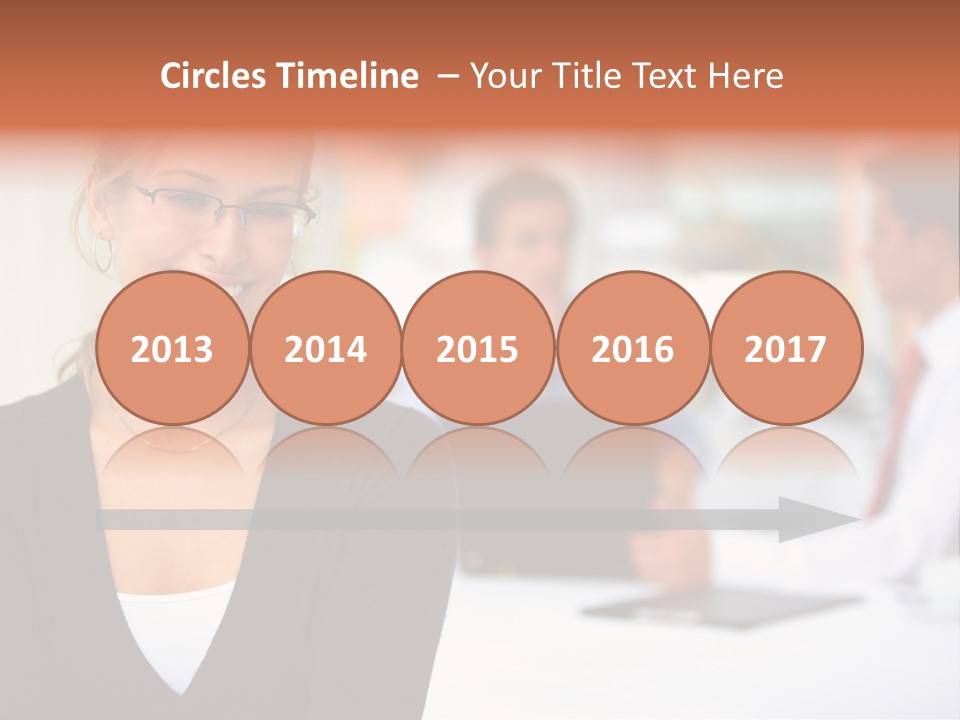 A Woman Is Smiling In Front Of A Group Of People PowerPoint Template