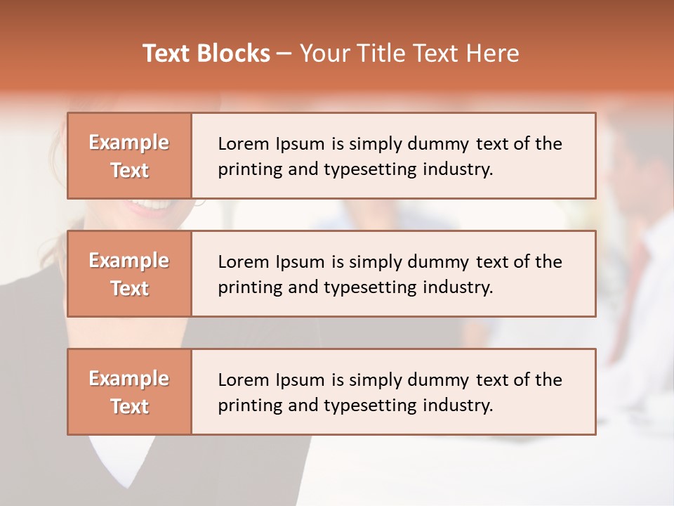 A Woman Is Smiling In Front Of A Group Of People PowerPoint Template