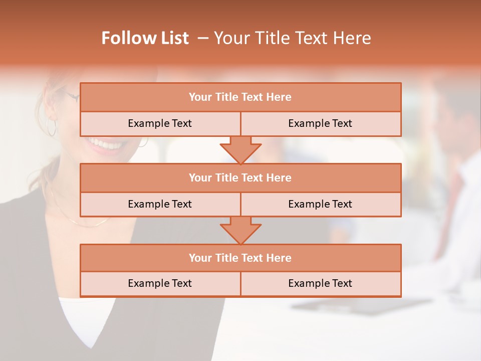 A Woman Is Smiling In Front Of A Group Of People PowerPoint Template