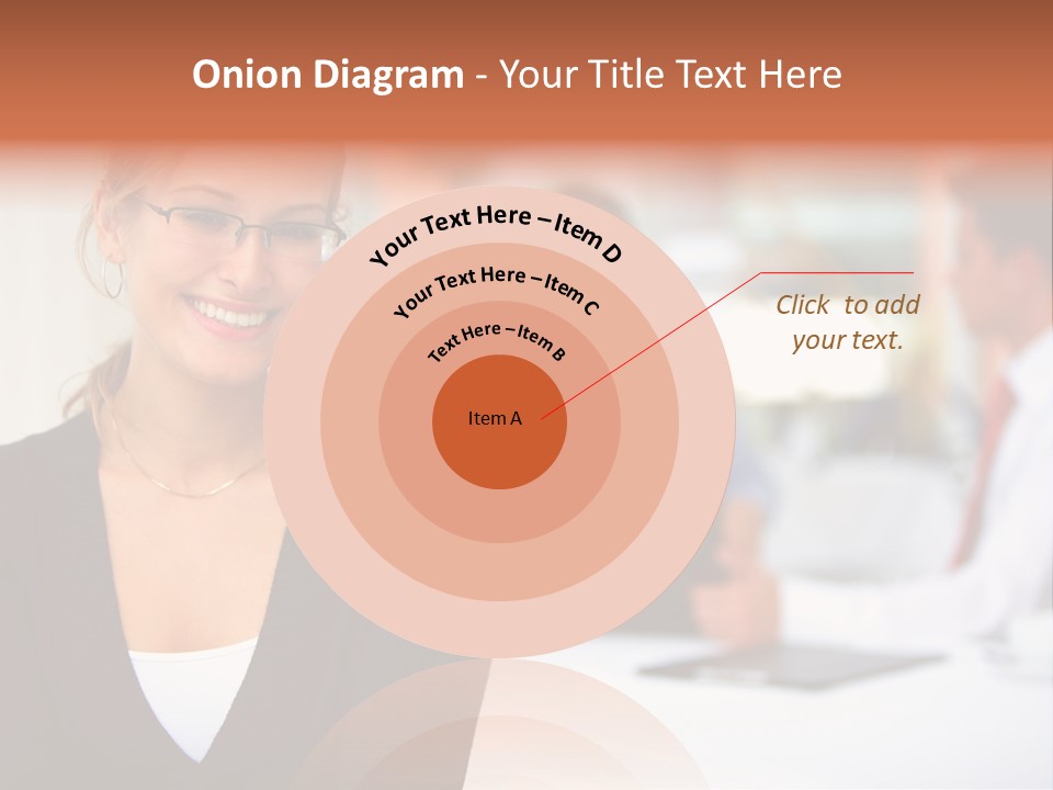 A Woman Is Smiling In Front Of A Group Of People PowerPoint Template