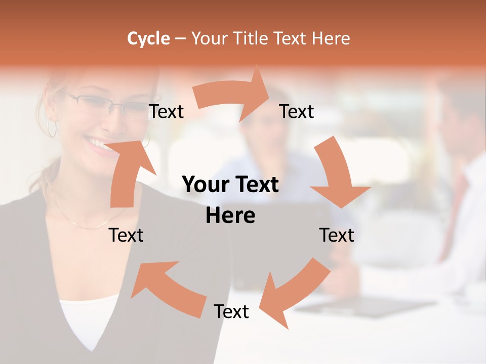 A Woman Is Smiling In Front Of A Group Of People PowerPoint Template