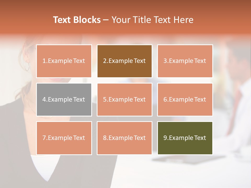 A Woman Is Smiling In Front Of A Group Of People PowerPoint Template