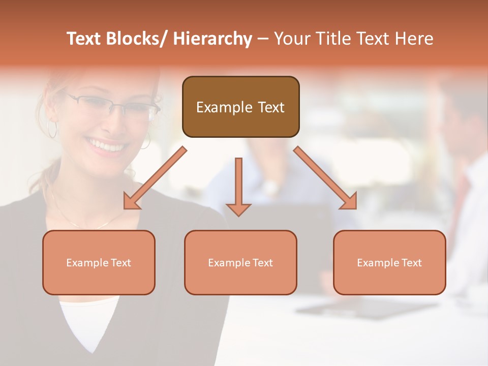 A Woman Is Smiling In Front Of A Group Of People PowerPoint Template
