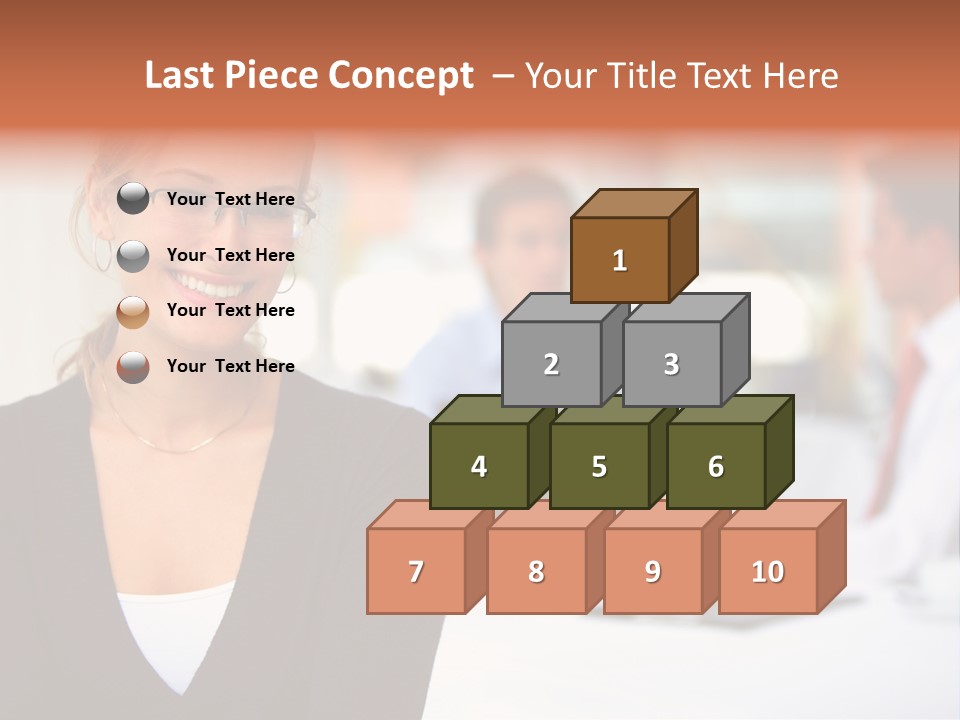 A Woman Is Smiling In Front Of A Group Of People PowerPoint Template