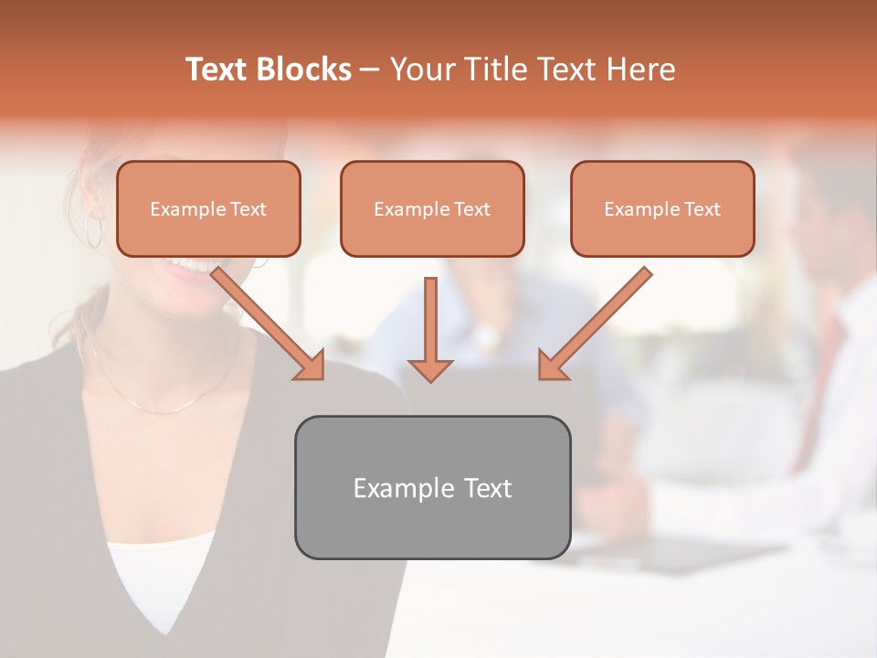 A Woman Is Smiling In Front Of A Group Of People PowerPoint Template