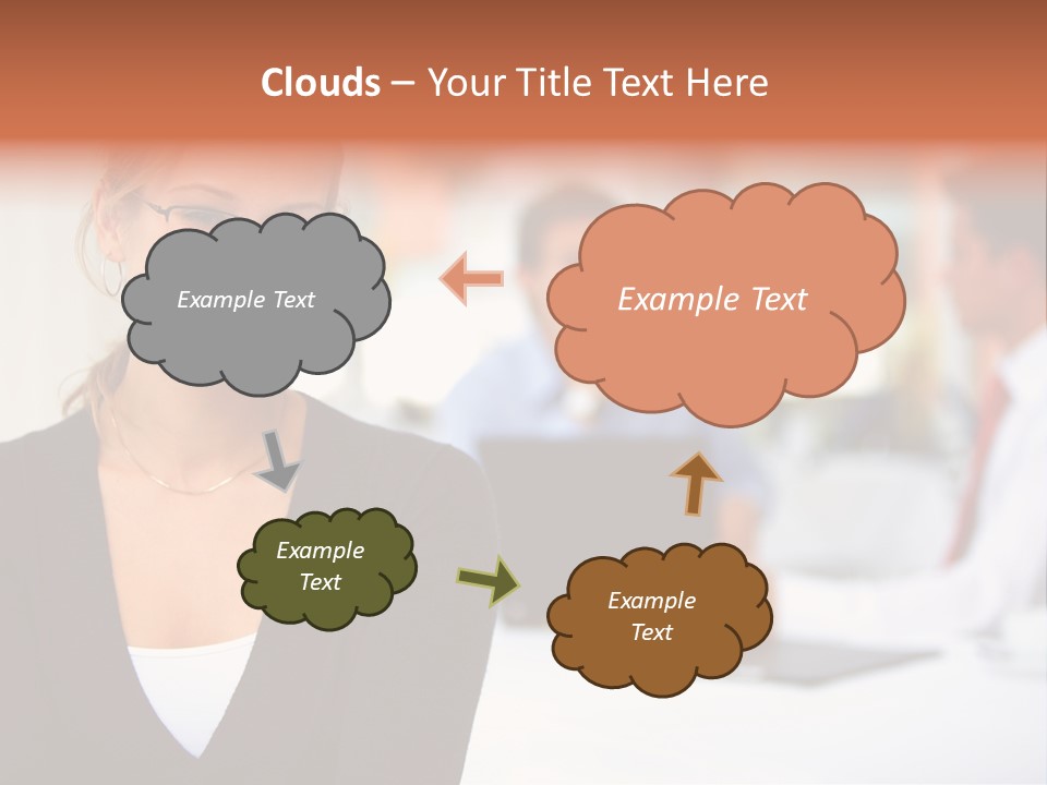 A Woman Is Smiling In Front Of A Group Of People PowerPoint Template