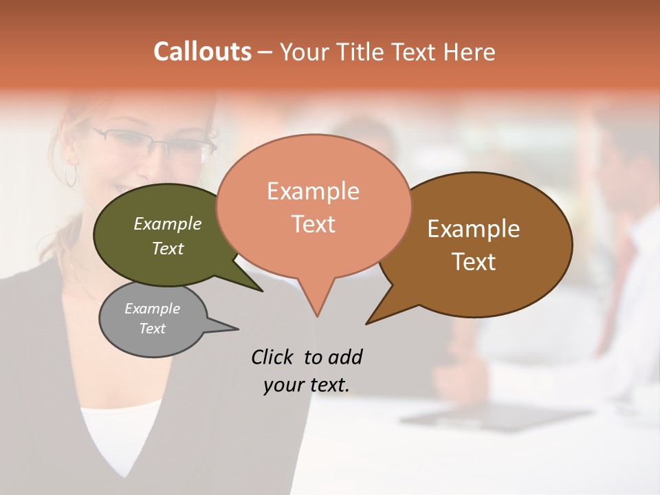 A Woman Is Smiling In Front Of A Group Of People PowerPoint Template