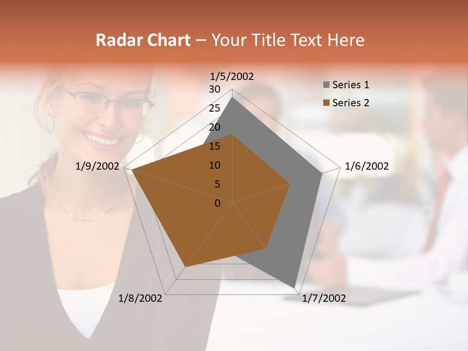 A Woman Is Smiling In Front Of A Group Of People PowerPoint Template