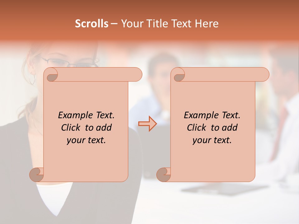 A Woman Is Smiling In Front Of A Group Of People PowerPoint Template