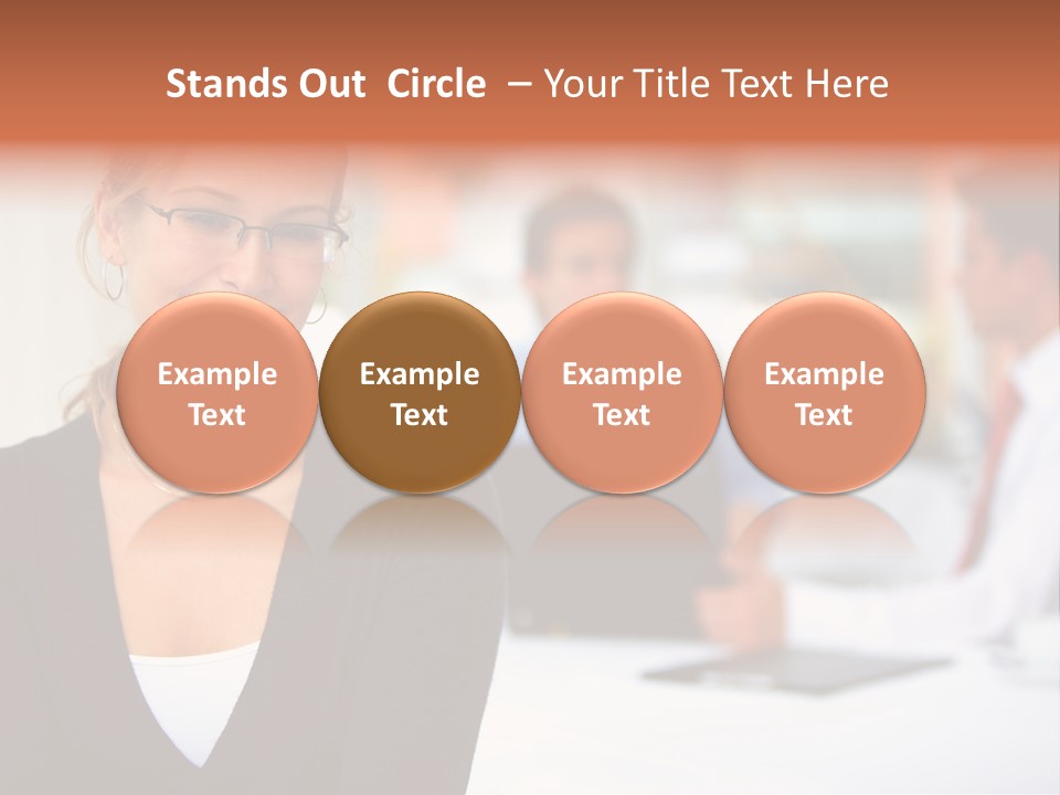 A Woman Is Smiling In Front Of A Group Of People PowerPoint Template