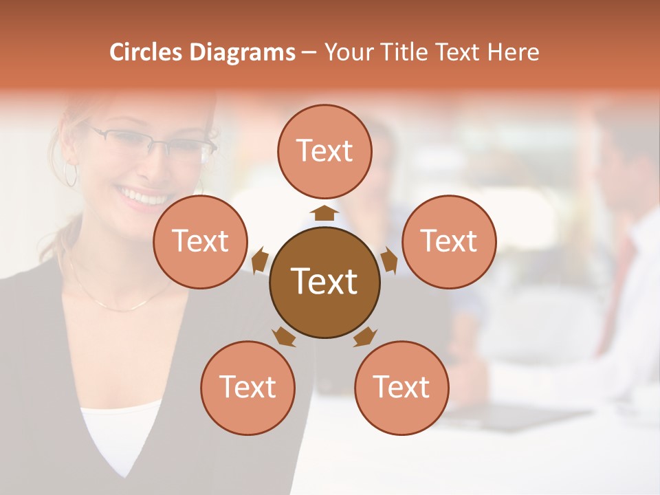 A Woman Is Smiling In Front Of A Group Of People PowerPoint Template