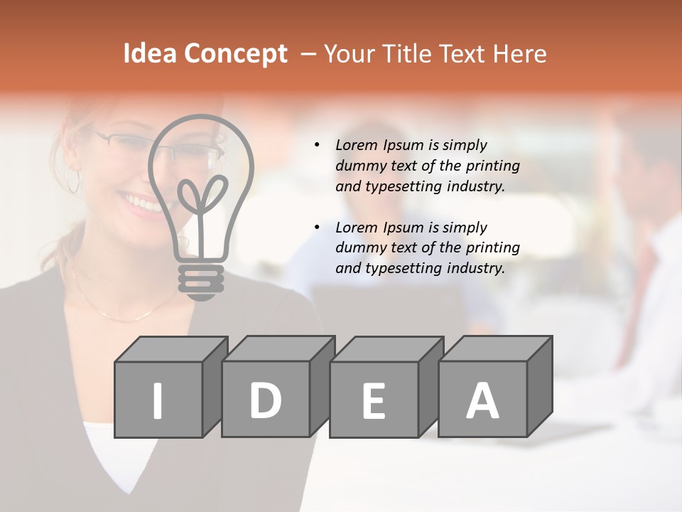 A Woman Is Smiling In Front Of A Group Of People PowerPoint Template