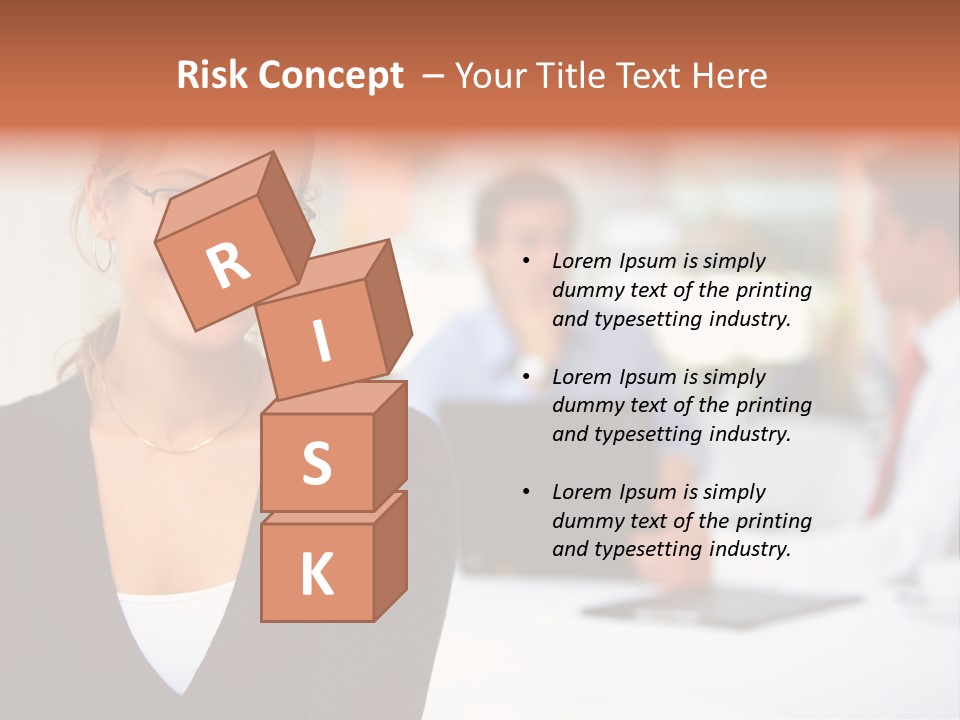 A Woman Is Smiling In Front Of A Group Of People PowerPoint Template