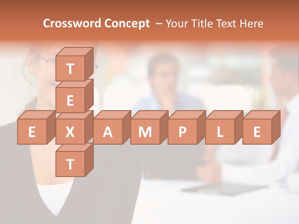 A Woman Is Smiling In Front Of A Group Of People PowerPoint Template