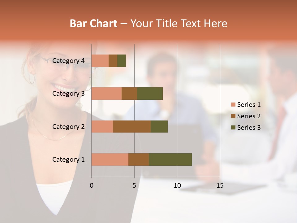 A Woman Is Smiling In Front Of A Group Of People PowerPoint Template