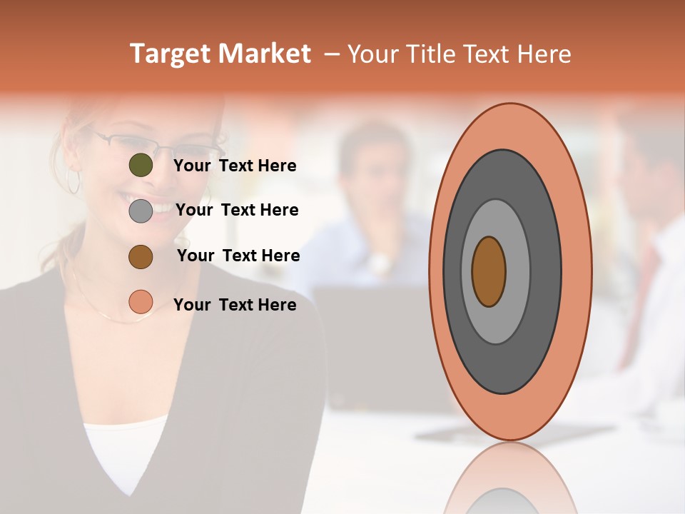 A Woman Is Smiling In Front Of A Group Of People PowerPoint Template