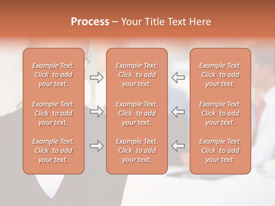 A Woman Is Smiling In Front Of A Group Of People PowerPoint Template