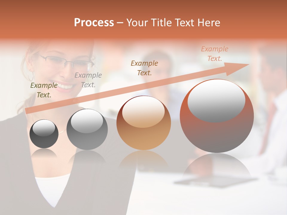 A Woman Is Smiling In Front Of A Group Of People PowerPoint Template