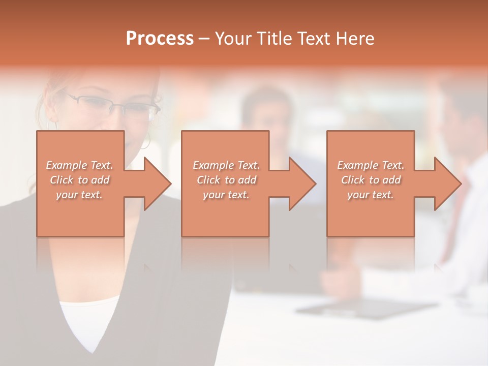 A Woman Is Smiling In Front Of A Group Of People PowerPoint Template