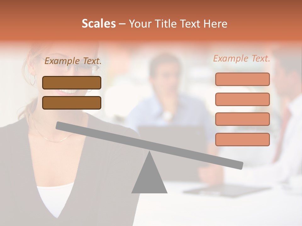 A Woman Is Smiling In Front Of A Group Of People PowerPoint Template