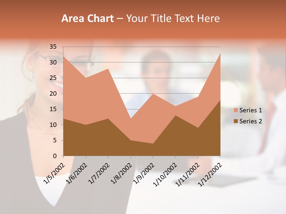 A Woman Is Smiling In Front Of A Group Of People PowerPoint Template