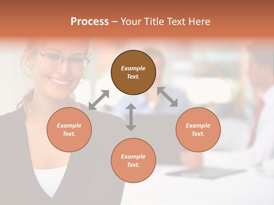 A Woman Is Smiling In Front Of A Group Of People PowerPoint Template