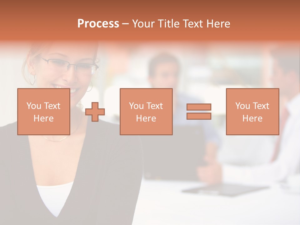 A Woman Is Smiling In Front Of A Group Of People PowerPoint Template