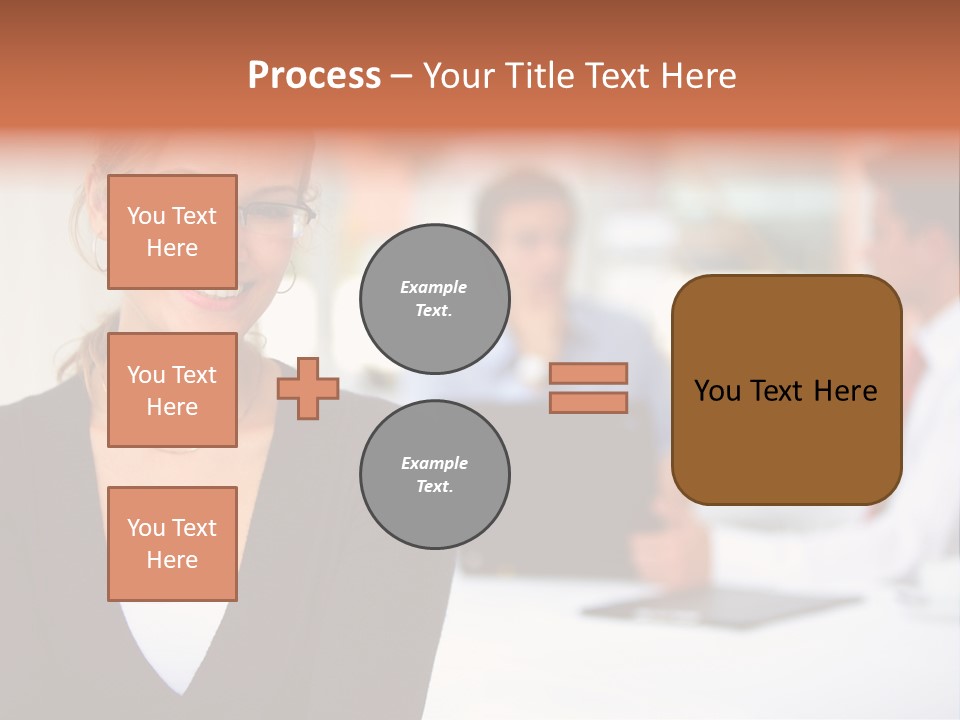 A Woman Is Smiling In Front Of A Group Of People PowerPoint Template