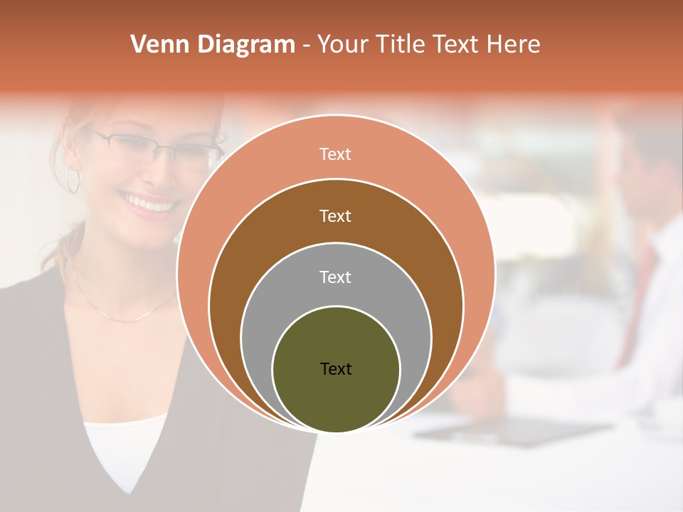 A Woman Is Smiling In Front Of A Group Of People PowerPoint Template