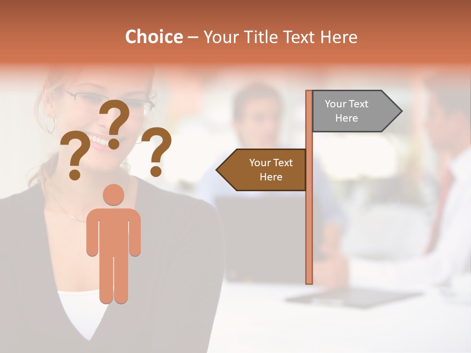 A Woman Is Smiling In Front Of A Group Of People PowerPoint Template