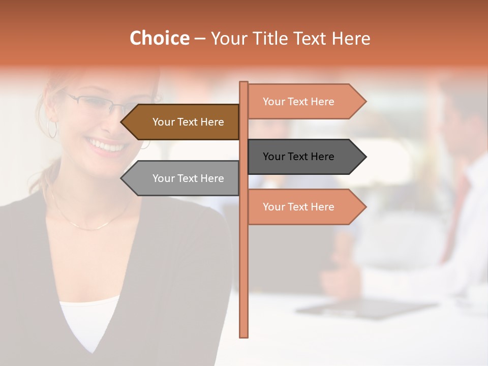 A Woman Is Smiling In Front Of A Group Of People PowerPoint Template