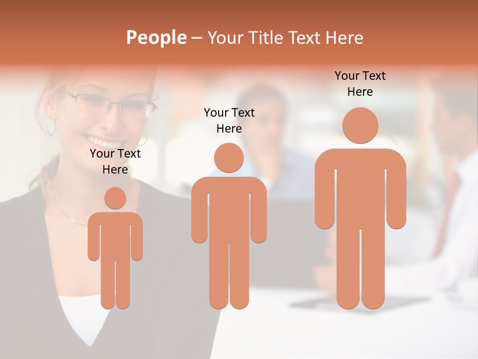 A Woman Is Smiling In Front Of A Group Of People PowerPoint Template