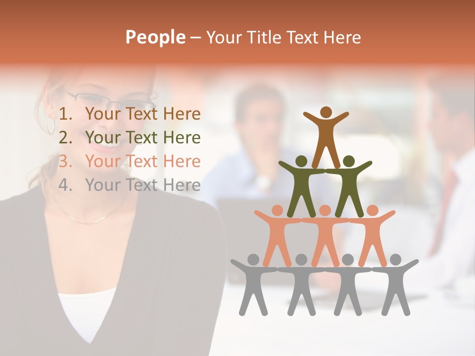 A Woman Is Smiling In Front Of A Group Of People PowerPoint Template