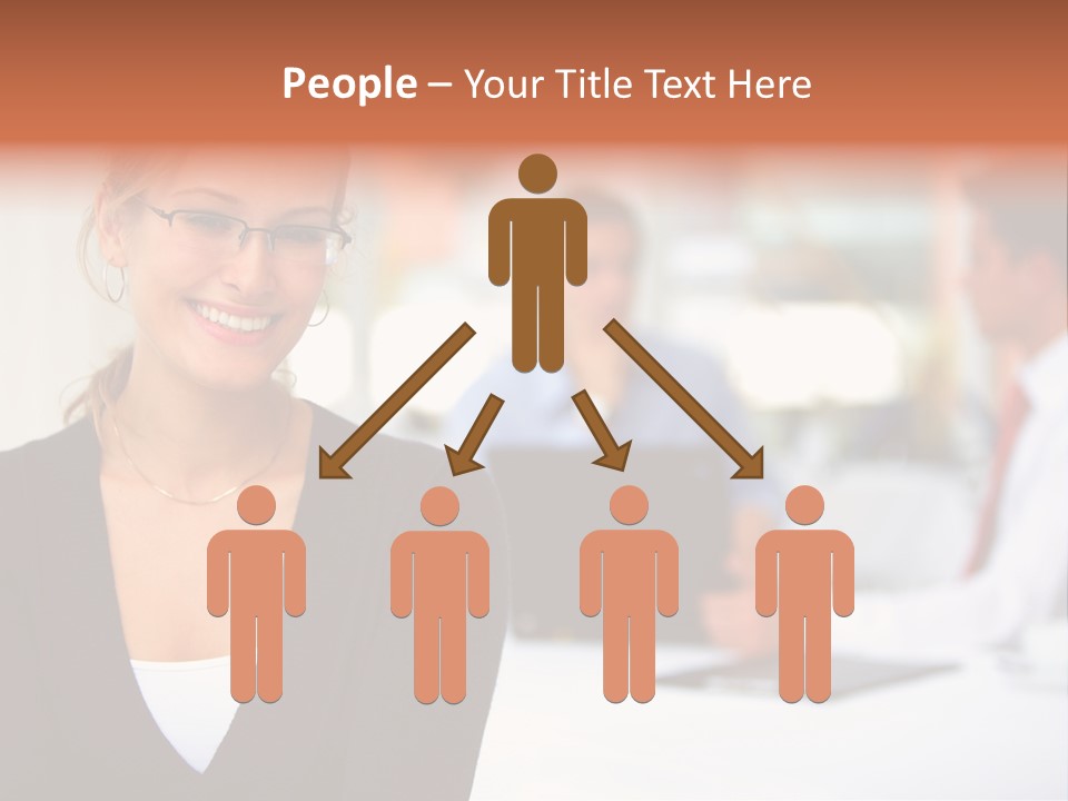 A Woman Is Smiling In Front Of A Group Of People PowerPoint Template