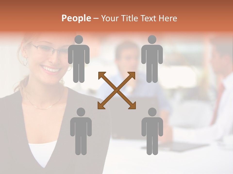 A Woman Is Smiling In Front Of A Group Of People PowerPoint Template
